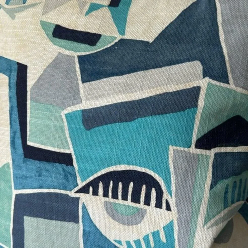 Canaan Company Modern Face Decorative Pillow Blue Twilight 23